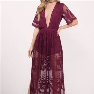 Plum Gianni Bini Lace Maxi Dress- Small